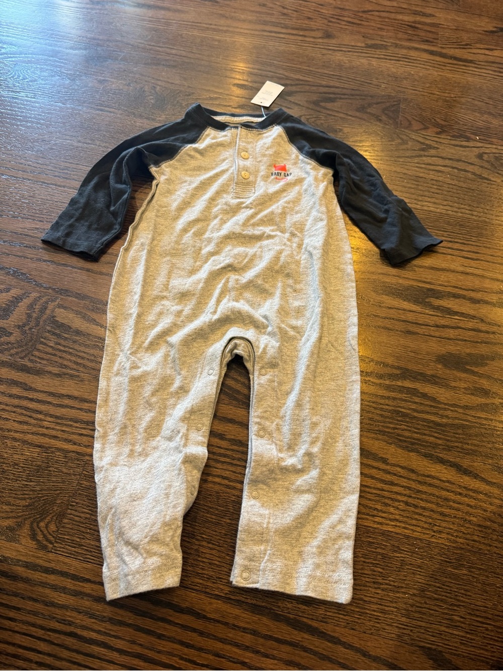 GAP Grey and Black Raglan One-Piece Bodysuit